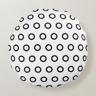 White and Black Circles Round Pillow