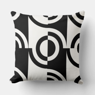 White And Black Circular Fragments Throw Pillow