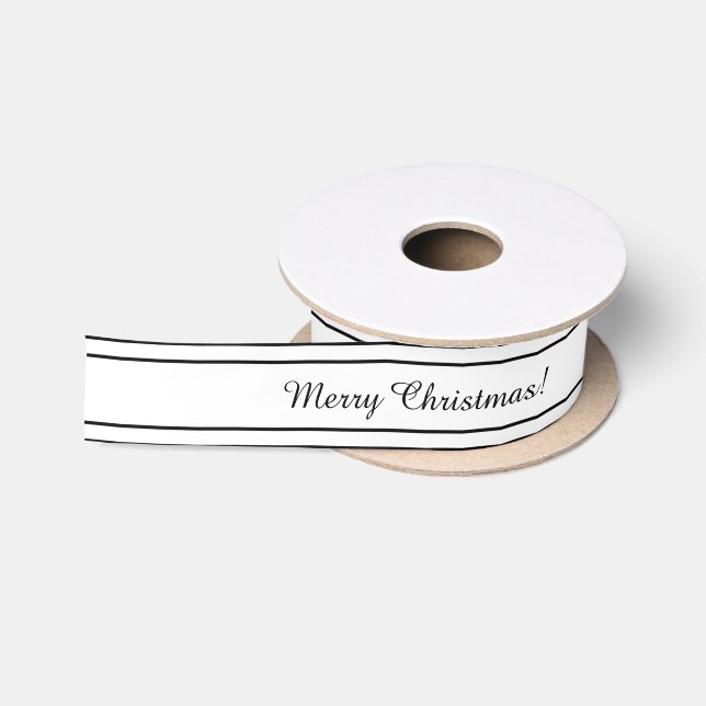White and black colour ribbon satin ribbon (Spool)