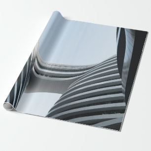 WHITE AND BLACK CONCRETE BUILDING UNDER BLUE SKY D WRAPPING PAPER