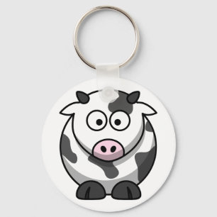 White and black cow keychain