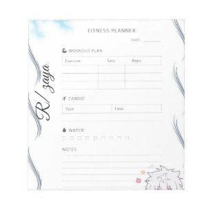 White and Black cute Fitness Planner  Notepad