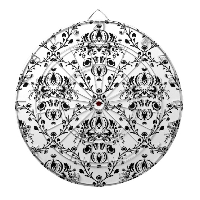 White and Black Damask Dartboard (Front)