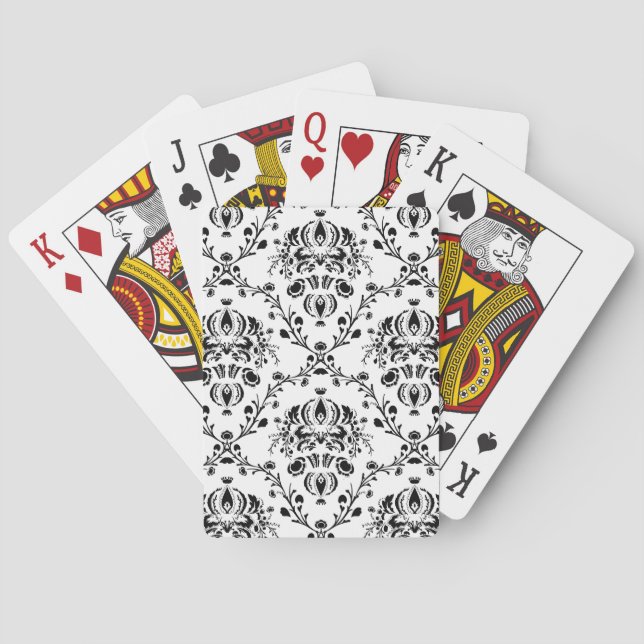White and Black Damask Playing Cards (Back)