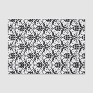 White and Black Damask tissue paper