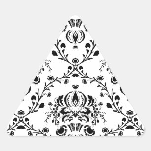 White and Black Damask Triangle Sticker