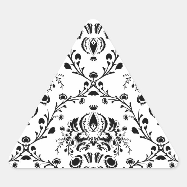 White and Black Damask Triangle Sticker (Front)