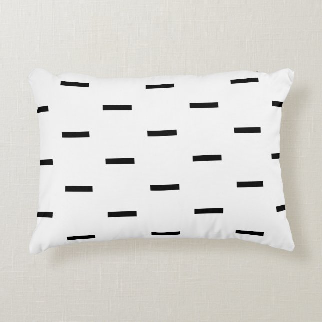 White and Black Dashes Accent Pillow (Front)