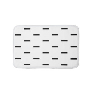 White and Black Dashes Bath Mat