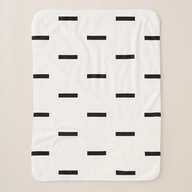 White and Black Dashes Sherpa Blanket (Front)