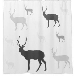 White and black deer silhouette throw pillow