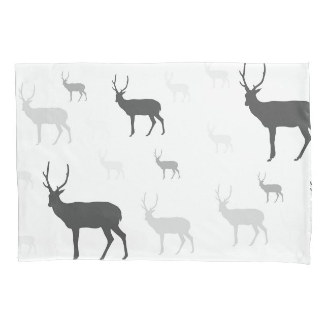 White and black deer silhouette throw pillow pillowcase (Front)