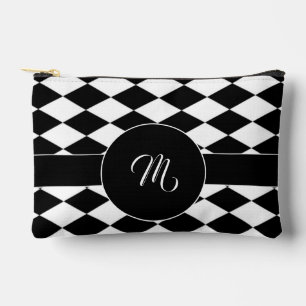 White and black diamond pattern  accessory pouch