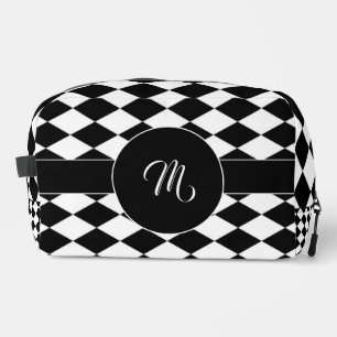 White and black diamond pattern  dopp kit