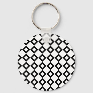 White and Black Diamond Pattern Keychain