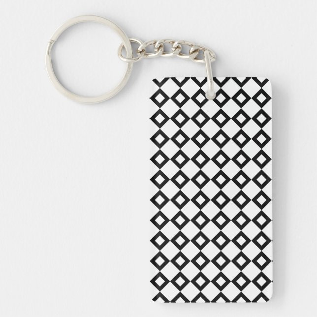 White and Black Diamond Pattern Keychain (Front)
