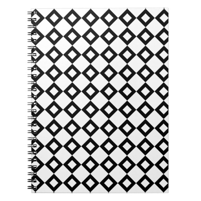 White and Black Diamond Pattern Notebook (Front)