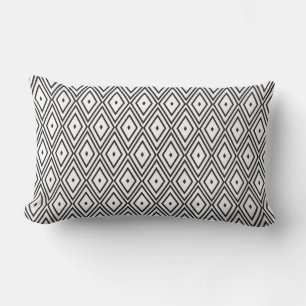White and Black Diamonds Lumbar Pillow