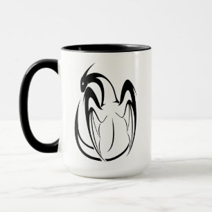White and Black Dragon Outline Mug