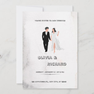 White and Black Ele0gant Clean Simple Paper Textur Invitation