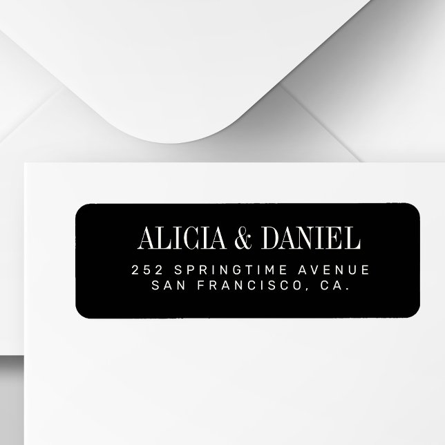 White and black elegant wedding return address (Créateur téléchargé)