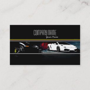 White and Black Exotic Cars in Dark Background Business Card
