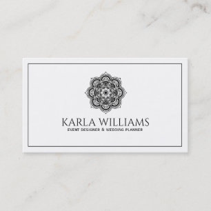 White And Black Floral Mandala Business Card