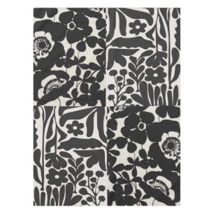 white and black floral tablecloth