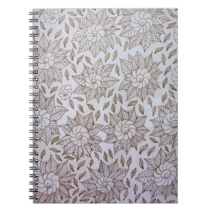 White and black floral textile notebook