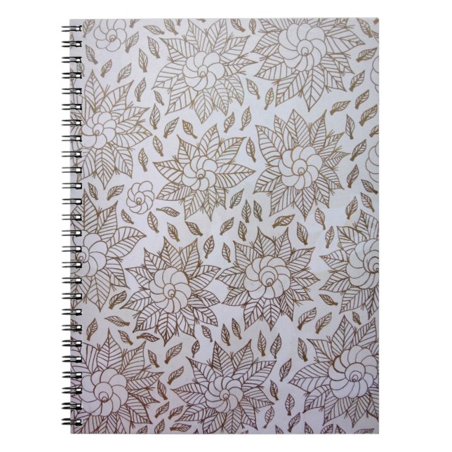 White and black floral textile notebook (Front)