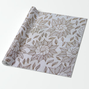 White and black floral textile wrapping paper