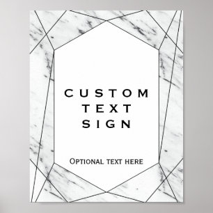 White and Black Geometric Marble Custom Sign