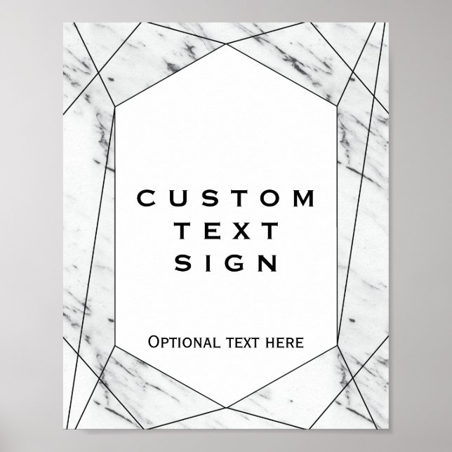 White and Black Geometric Marble Custom Sign (Front)