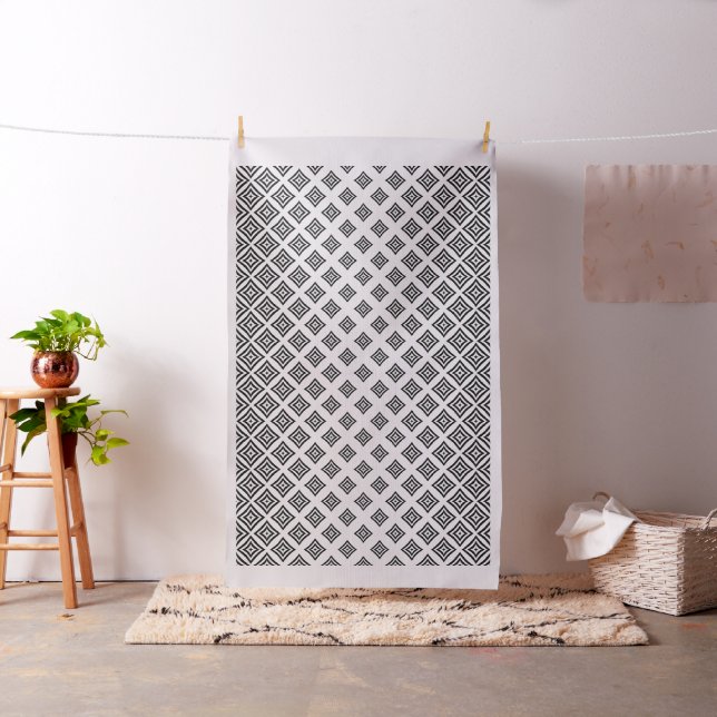 White And Black Geometric Shapes Pattern Fabric (In Situ)