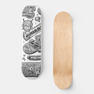 White and Black graffiti design 1 Skateboard