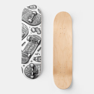 White and Black graffiti design 2 Skateboard