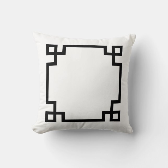 White and Black Greek Key Throw Pillow (Front)