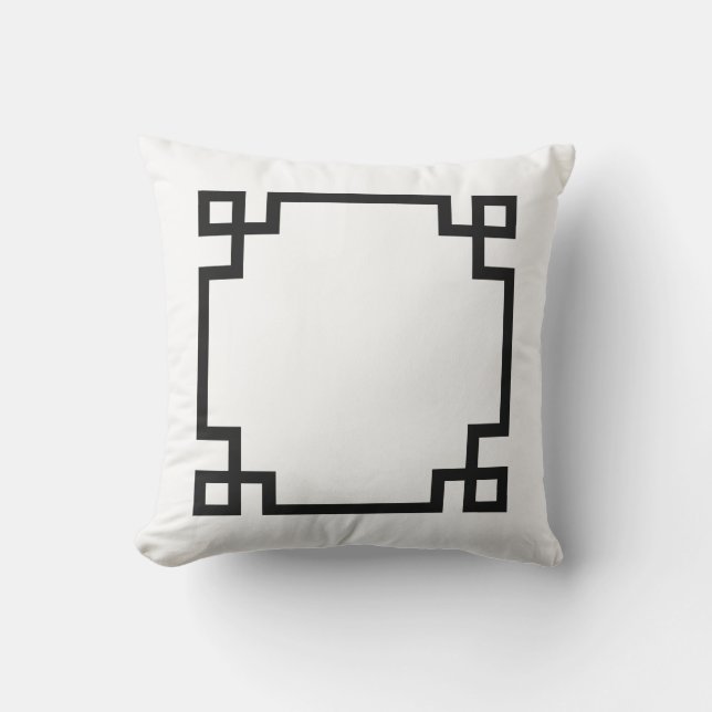 White and Black Greek Key Throw Pillow (Front)