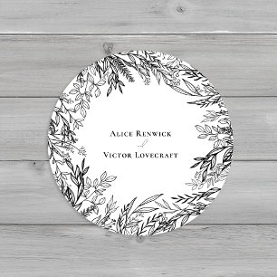 White and Black Greenery Wedding Envelope Seals