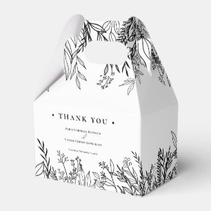 White and Black Greenery Wedding Favor Box