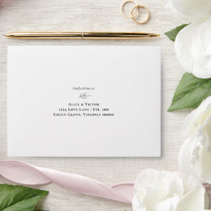 White and Black Greenery Wedding Self-Addressed Envelope
