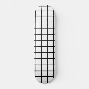 White and Black Grid Pattern Skateboard Deck