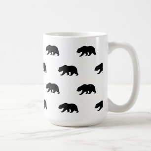 White and Black Grizzly Bear Pattern Coffee Mug