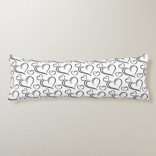 White and black heart body pillow (Front)