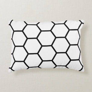 White and Black Honeycomb Accent Pillow