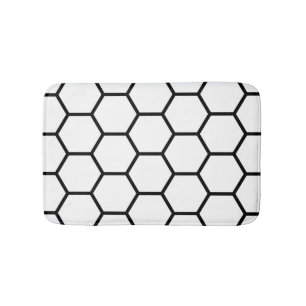 White and Black Honeycomb Bath Mat