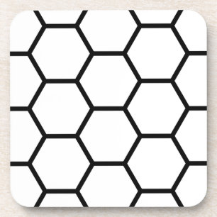 White and Black Honeycomb Coaster