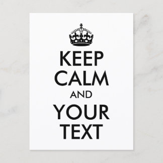 White and Black Keep Calm and Your Text Postcard