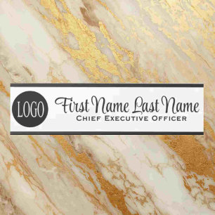 White and Black Logo Office Door Signs Name Plate