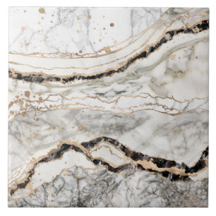 White and Black Marble Textures Abstract Tile